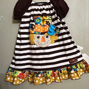 Striped Scarecrow Kids Dress - Black, White, and Multicolor